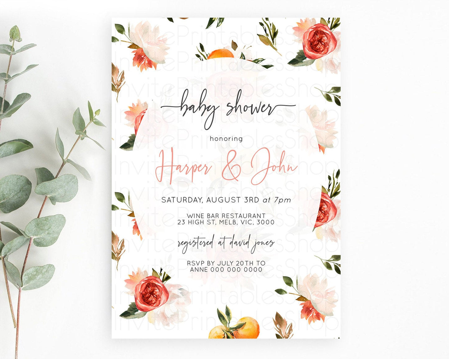 Wildflower Baby Shower Invitation Secret Garden Baby Shower Invitation Pastel Flowers Invite Enchanted Garden Shower Floral Theme D10540