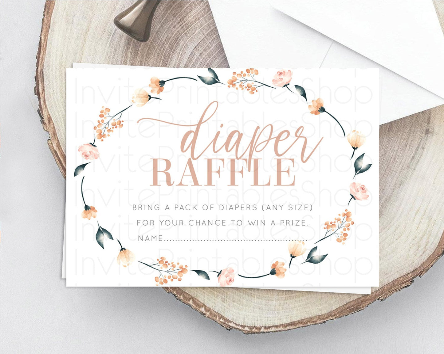 Secret Garden Diaper Raffle Card Boho Wildflower Diaper Raffle Insert Pastel Flower Garden Baby Shower Card Flower Raffle Game D10240