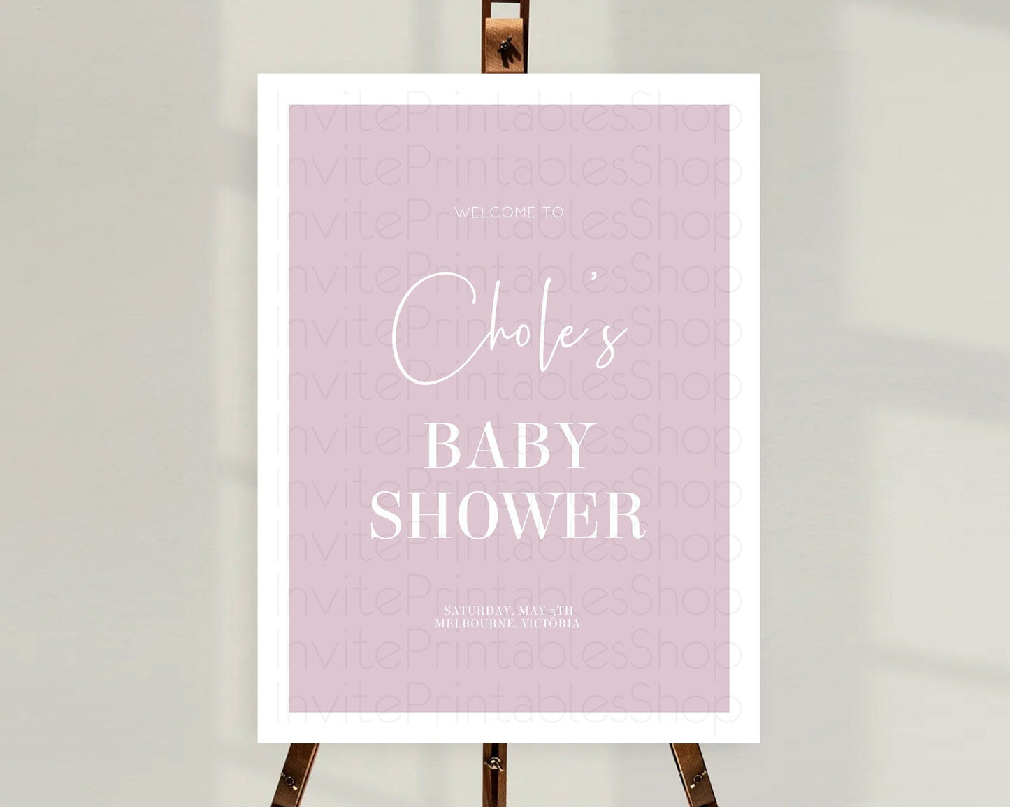 Pink Baby Shower Welcome Sign Plain Pink Welcome Board Minimalist Pastel Pink Welcome Poster Modern Pink Minimal Welcome Sign D10940