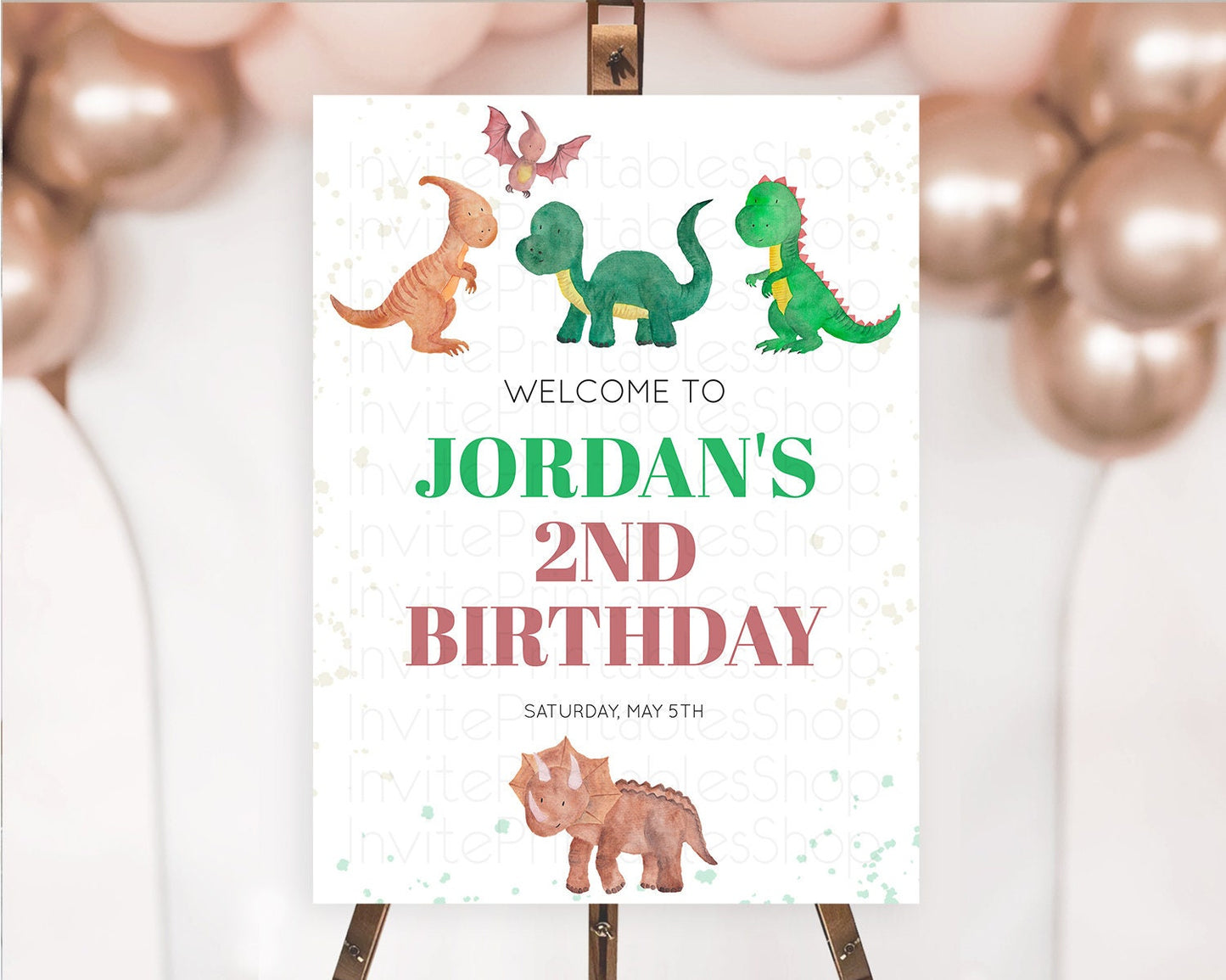 Dinosaur Welcome Sign Dinosaur Volcano Welcome Poster Dino Watercolor Volcano T-Rex Raptor Jurassic First Birthday Welcome Sign D10153