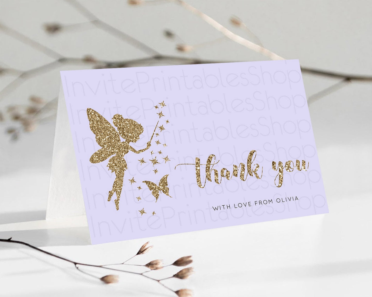 Editable Fairy Thank You Fairy Thank You Card Enchanted Garden Pastel Butter