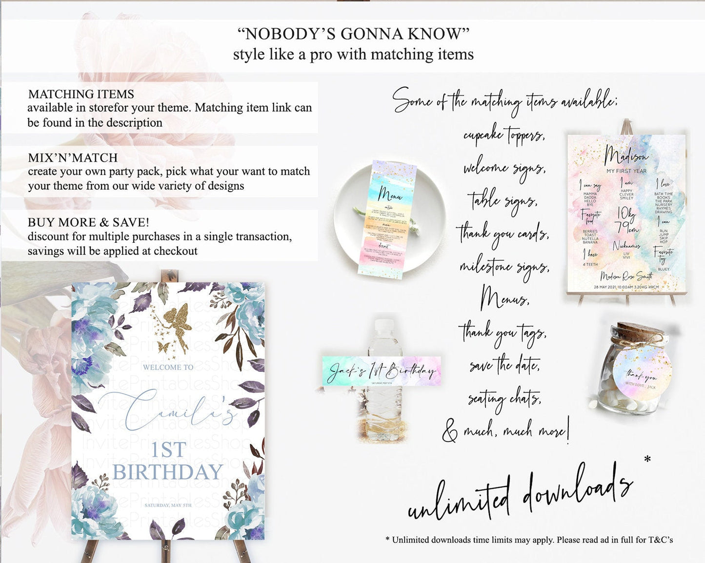Fairy Welcome Sign Fairy Welcome Board Enchanted Garden Pastel Floral Butterfly Decor Secret Garden First Birthday Welcome Sign D10728