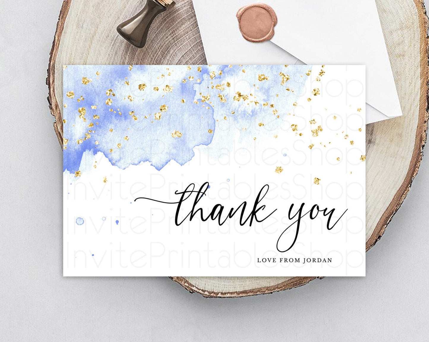 Blue Thank You Blue Watercolor Thank You Card Pastel Blue Card Template Watercolor Splash Cards Teacher Thank You Cards Tem[plate D10313