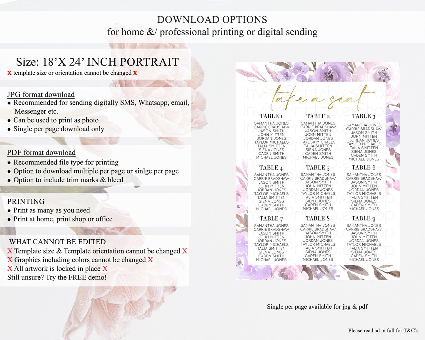 Secret Garden Seating Chart Wildflower Seating Chart Pastel Flowers Seating Chart Enchanted Garden Boho Floral Take A Seat Decor D10201