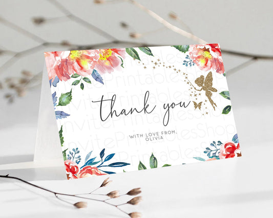 Editable Fairy Thank You Fairy Thank You Card Enchanted Garden Pastel Butter