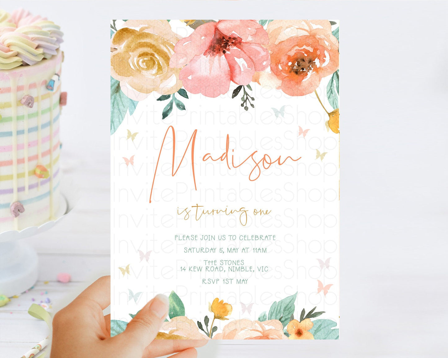 Secret Garden Invitation Wildflower Birthday Invitation Pastel Flowers Invite Enchanted Garden Boho Floral 3rd 2nd First Birthday D10347