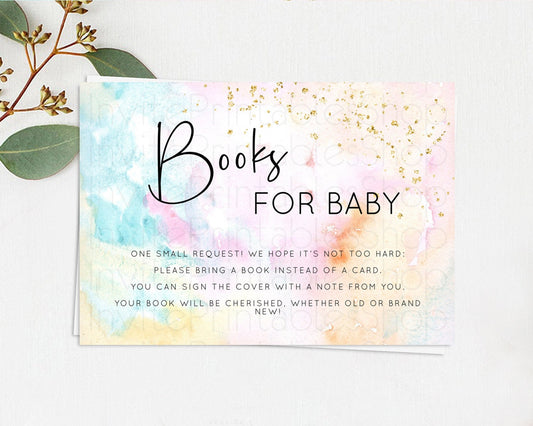 Pastel Books For Baby Card Pastel Rainbow Book Insert Colorful Ombre Watercolor Book Card Confetti Glitter Baby Book Poem Request D10548