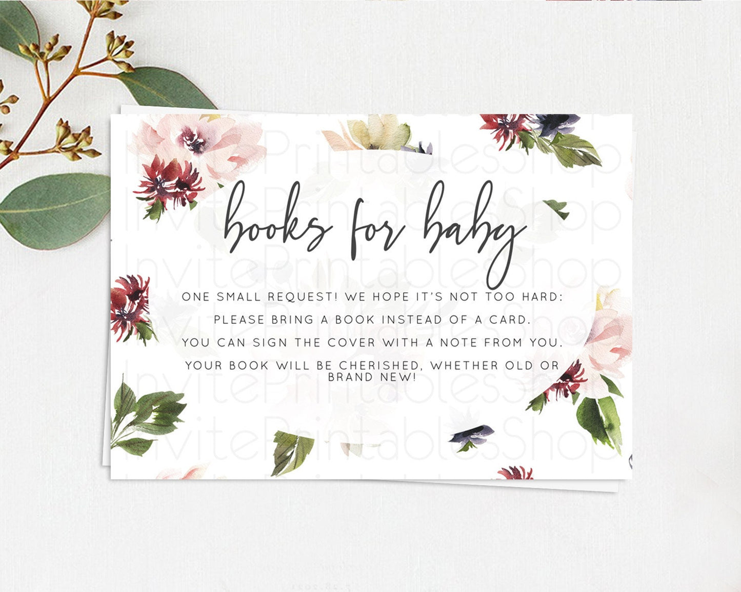 Editable Secret Garden Books For Baby Card Boho Wildflower Book Insert Paste