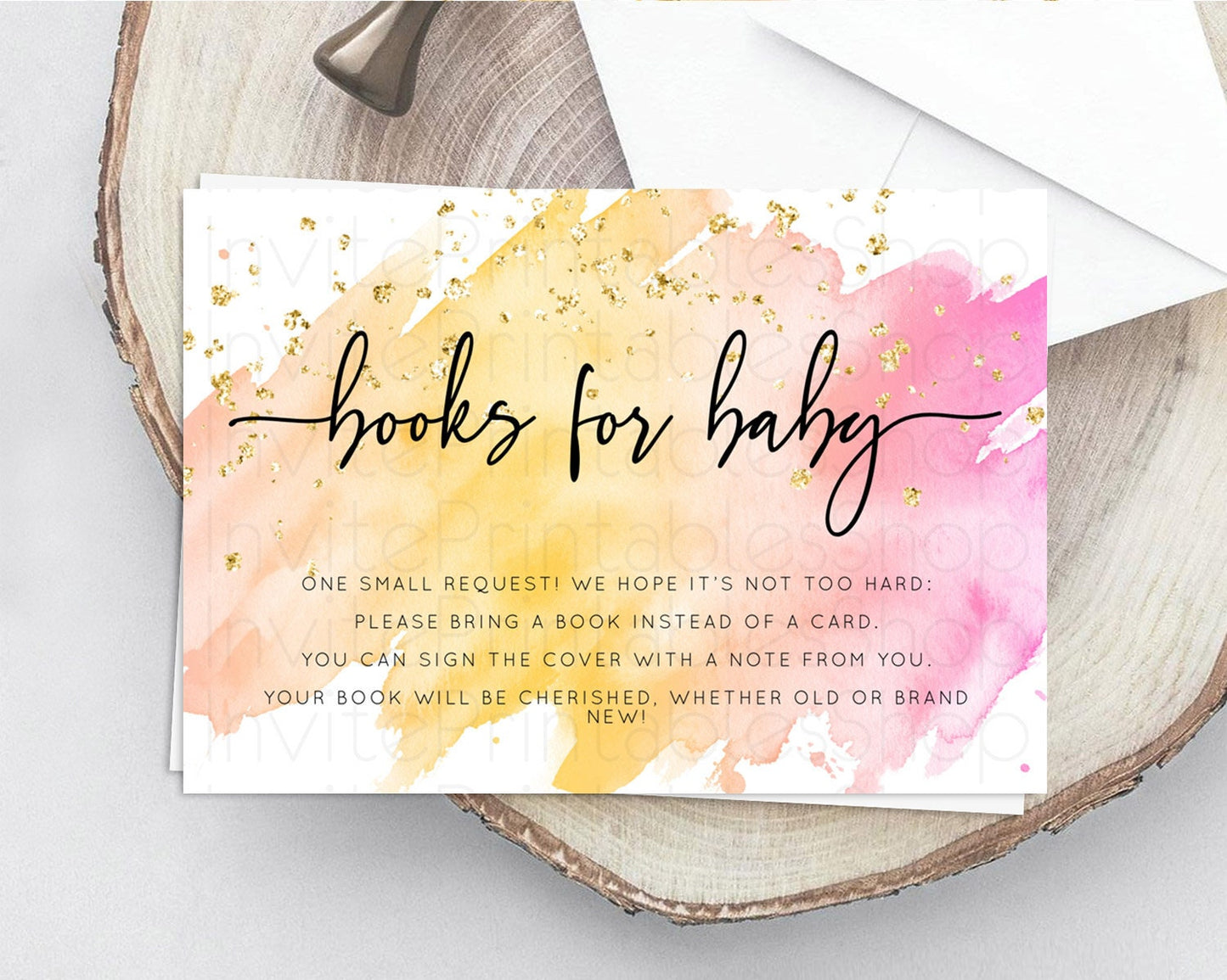 Pastel Books For Baby Card Pastel Rainbow Book Insert Colorful Ombre Watercolor Book Card Confetti Glitter Baby Book Poem Request D10527