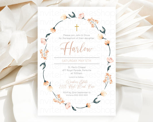 Editable Secret Garden Baptism Invitation Wildflower Baptism Birthday Invite