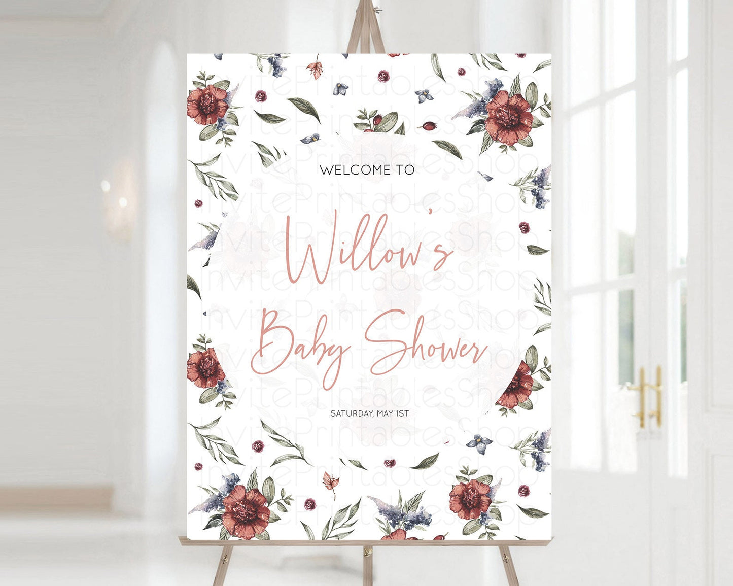 Secret Garden Baby Shower Welcome Sign Wildflower Welcome Board Pastel Flower Garden Welcome Poster Boho Wildflower Welcome Sign D10503