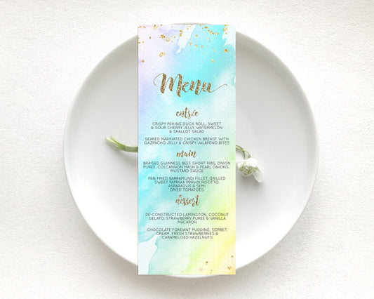 Editable Pastel Menu Pastel Rainbow Menu Template Colorful Pastel Table Deco