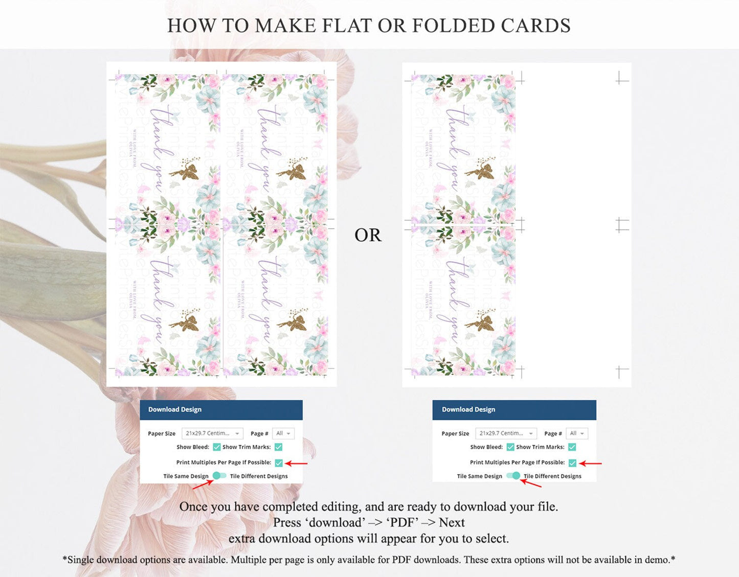 Fairy Thank You Fairy Thank You Card Enchanted Garden Pastel Butterfly Birthday Thank You Floral Secret Garden Teacher Thank You D10475