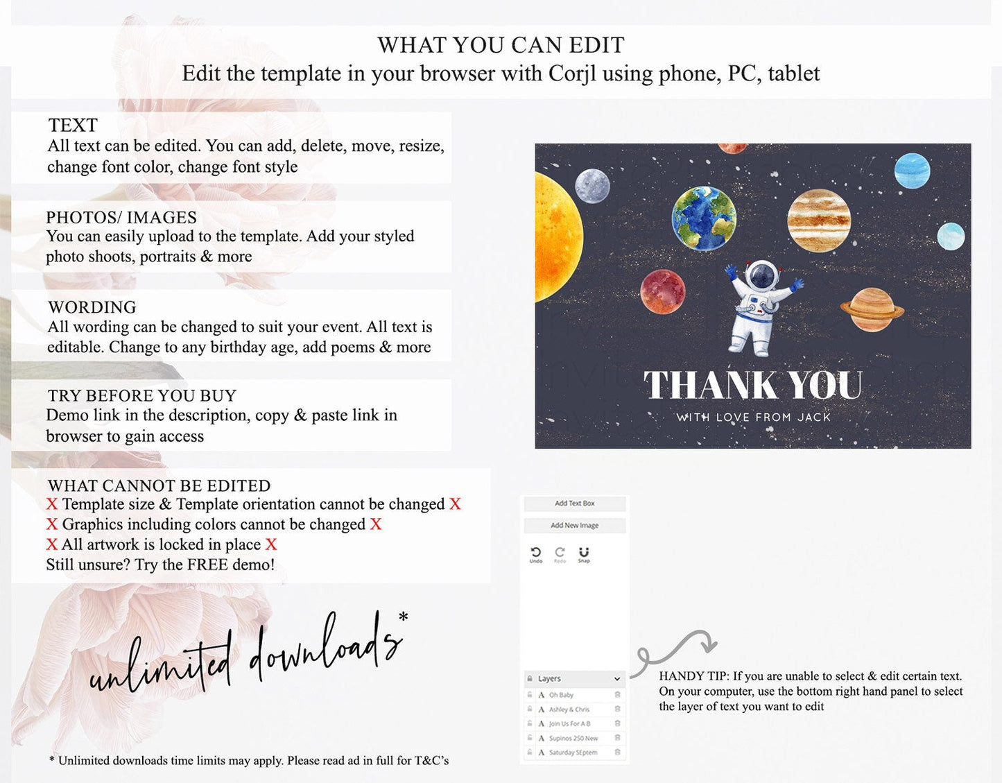 Space Thank You Space Thank You Card First Trip Around the Sun Thank You Card Planets Solar System First Birthday Thank You Cards D10144