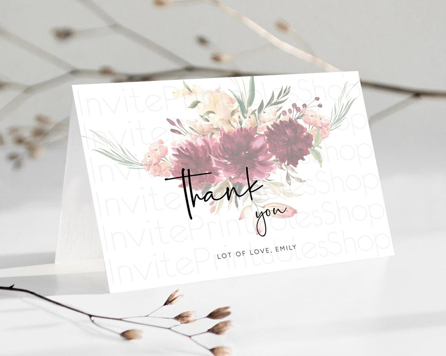 Secret Garden Thank You Wildflower Thank You Card Pastel Flower Garden Birthday Thank You Card Boho Floral Teacher Thank You Card D10685