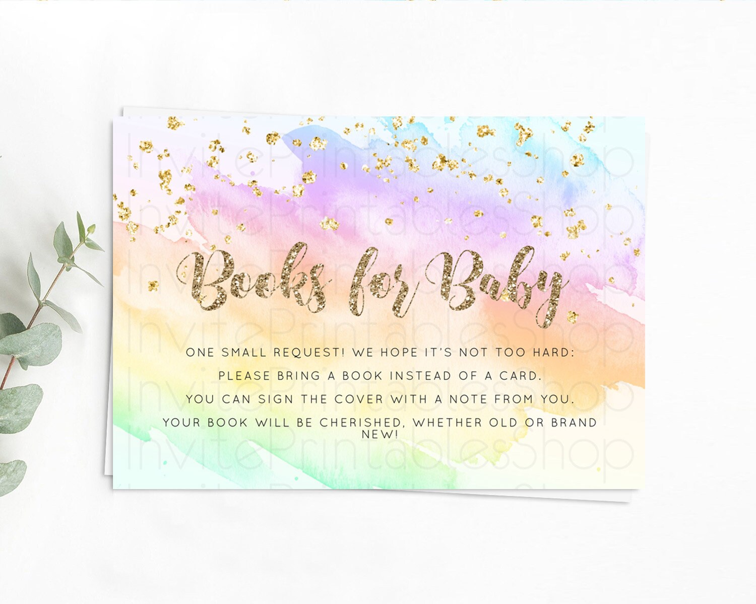 Editable Pastel Books For Baby Card Pastel Rainbow Book Insert Colorful Ombr