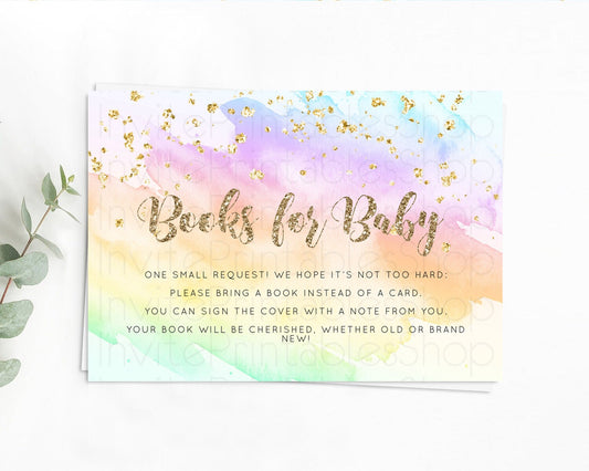 Editable Pastel Books For Baby Card Pastel Rainbow Book Insert Colorful Ombr