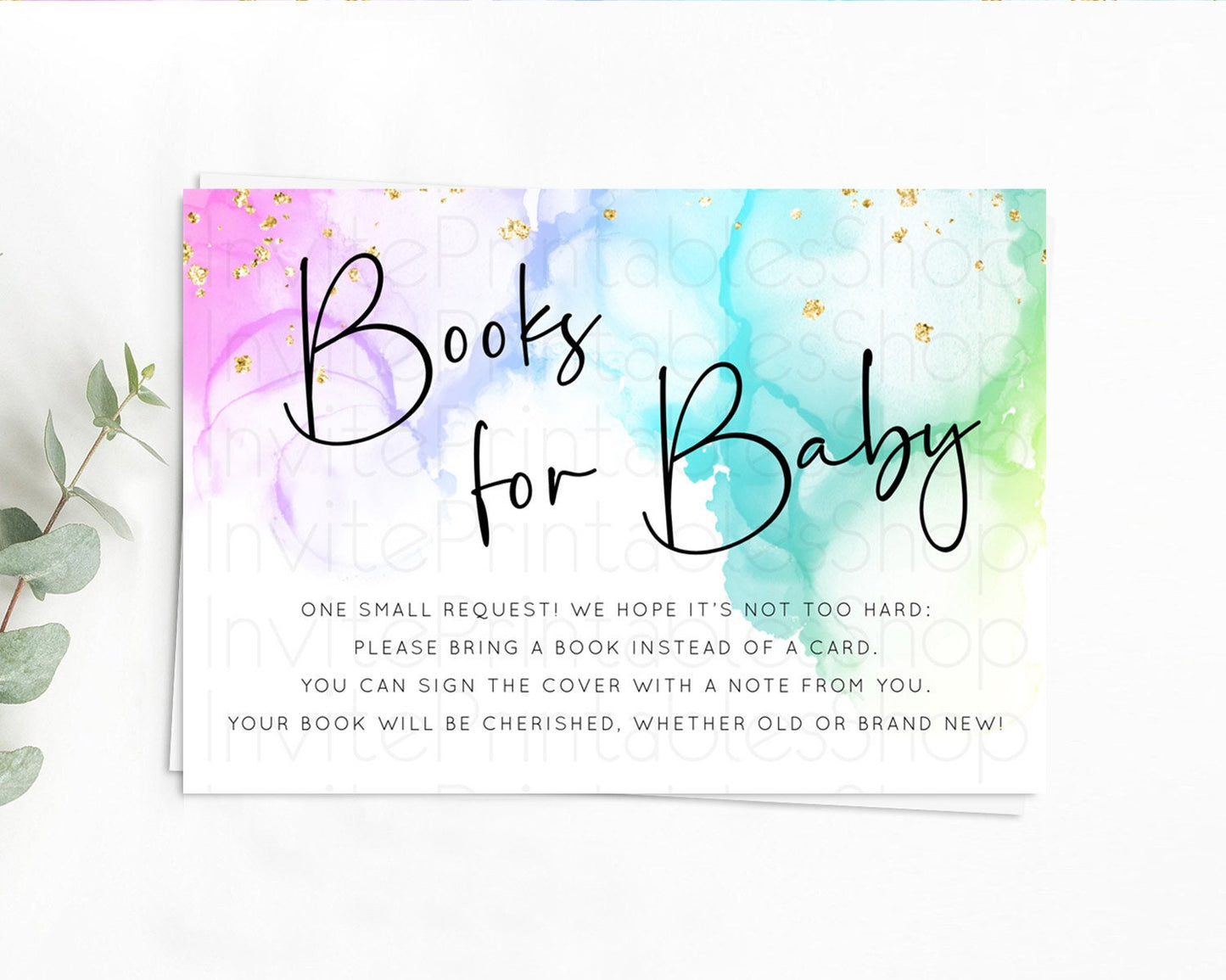 Pastel Books For Baby Card Pastel Rainbow Book Insert Colorful Ombre Watercolor Book Card Confetti Glitter Baby Book Poem Request D10181