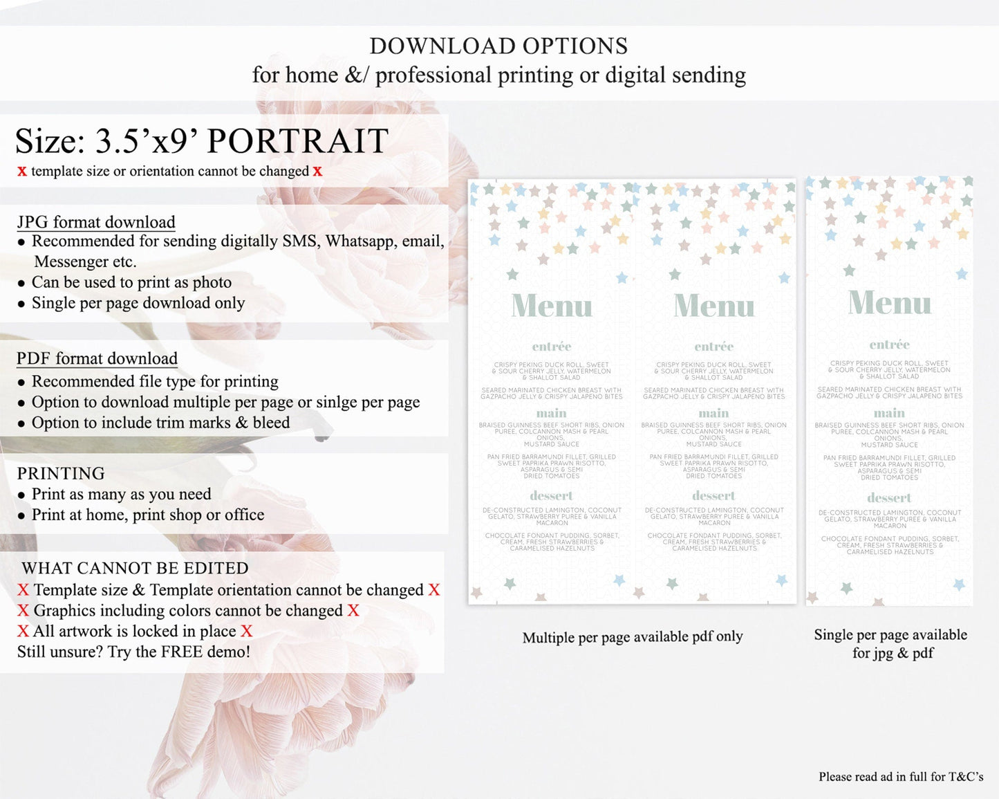 Star Menu Template Pastel Stars Menu Shooting Star Twinkle Little Star Decor Rainbow Colorful Confetti Dinner Dessert Food Menu D10795
