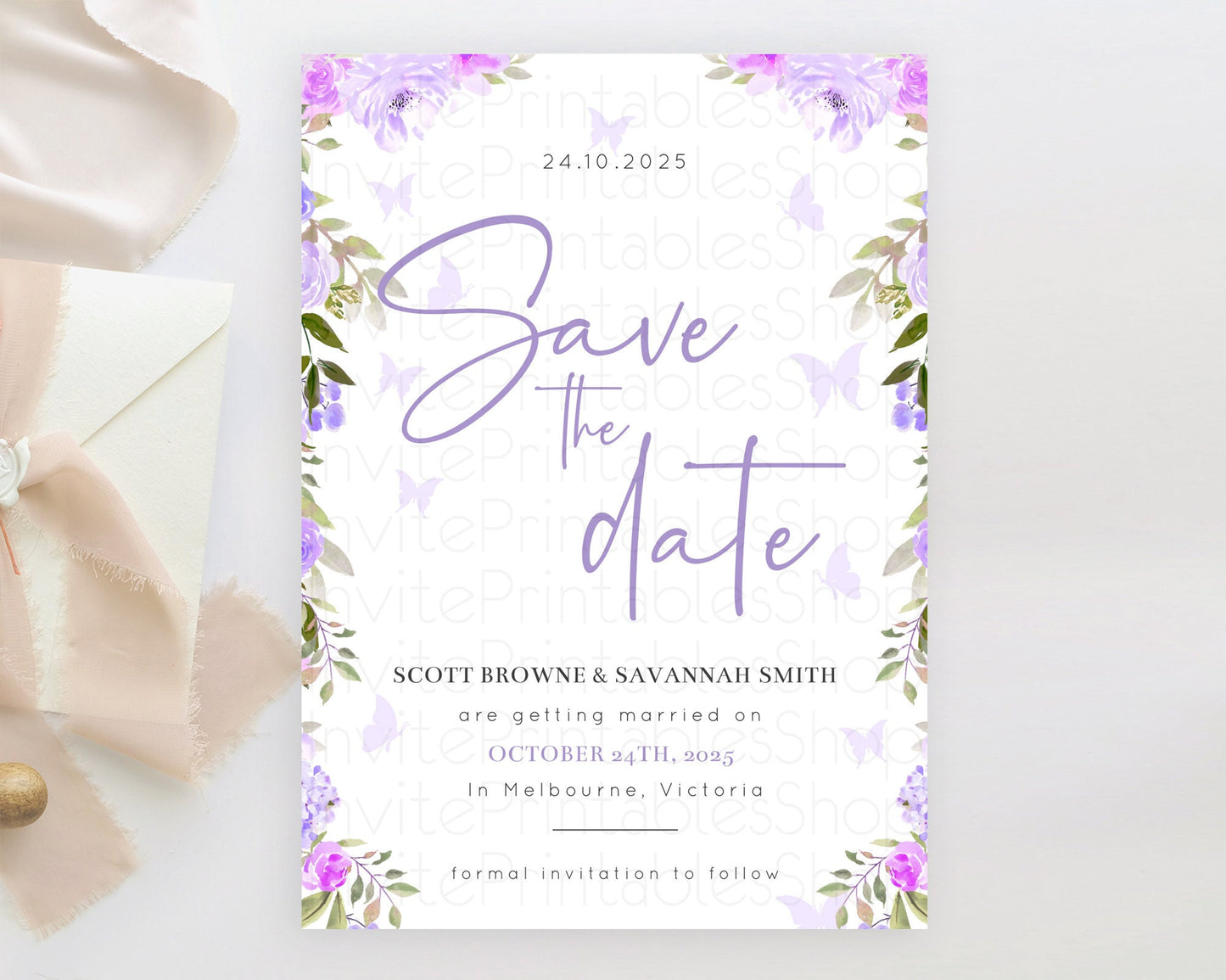 Wildflower Save The Date Template Secret Garden Save The Date Pastel Floral Garden Party Boho Flowers Birthday Baby Shower Wedding D10719