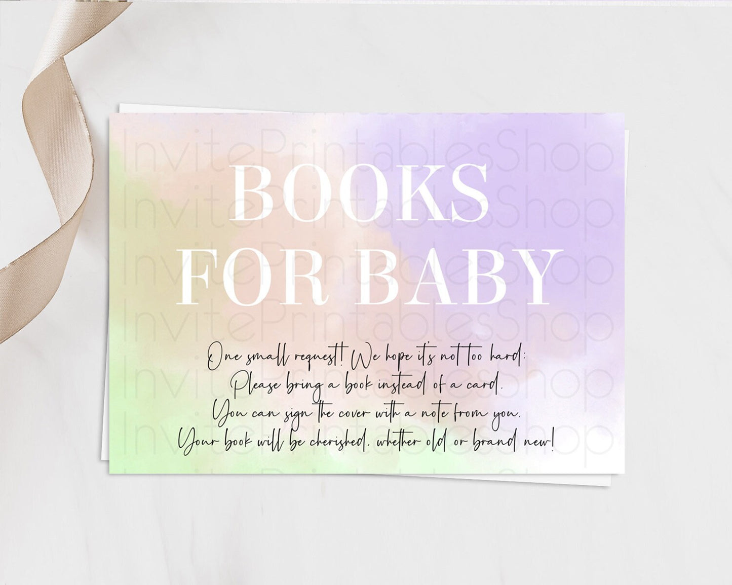 Pastel Books For Baby Card Pastel Rainbow Book Insert Colorful Ombre Watercolor Book Card Confetti Glitter Baby Book Poem Request D10371