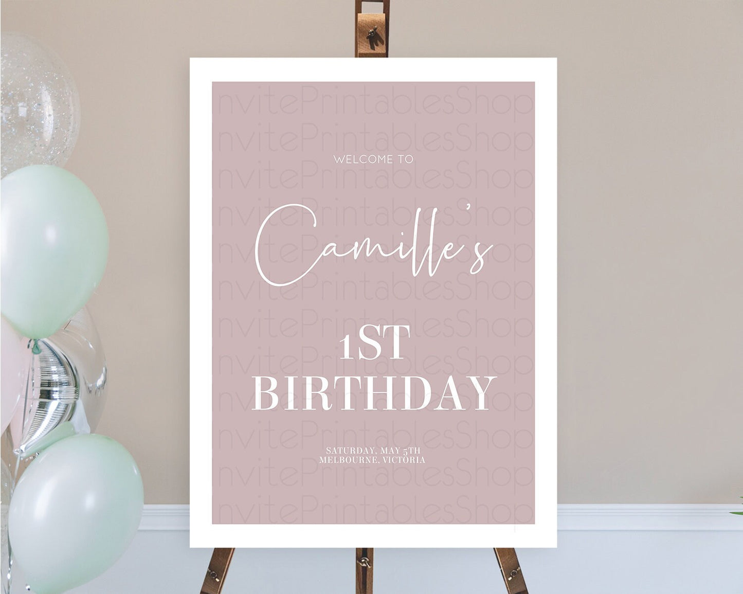 Pink Welcome Sign Plain Pink Welcome Board Minimalist Pastel Pink Welcome Poster Modern Pink First Birthday Welcome Sign D10936