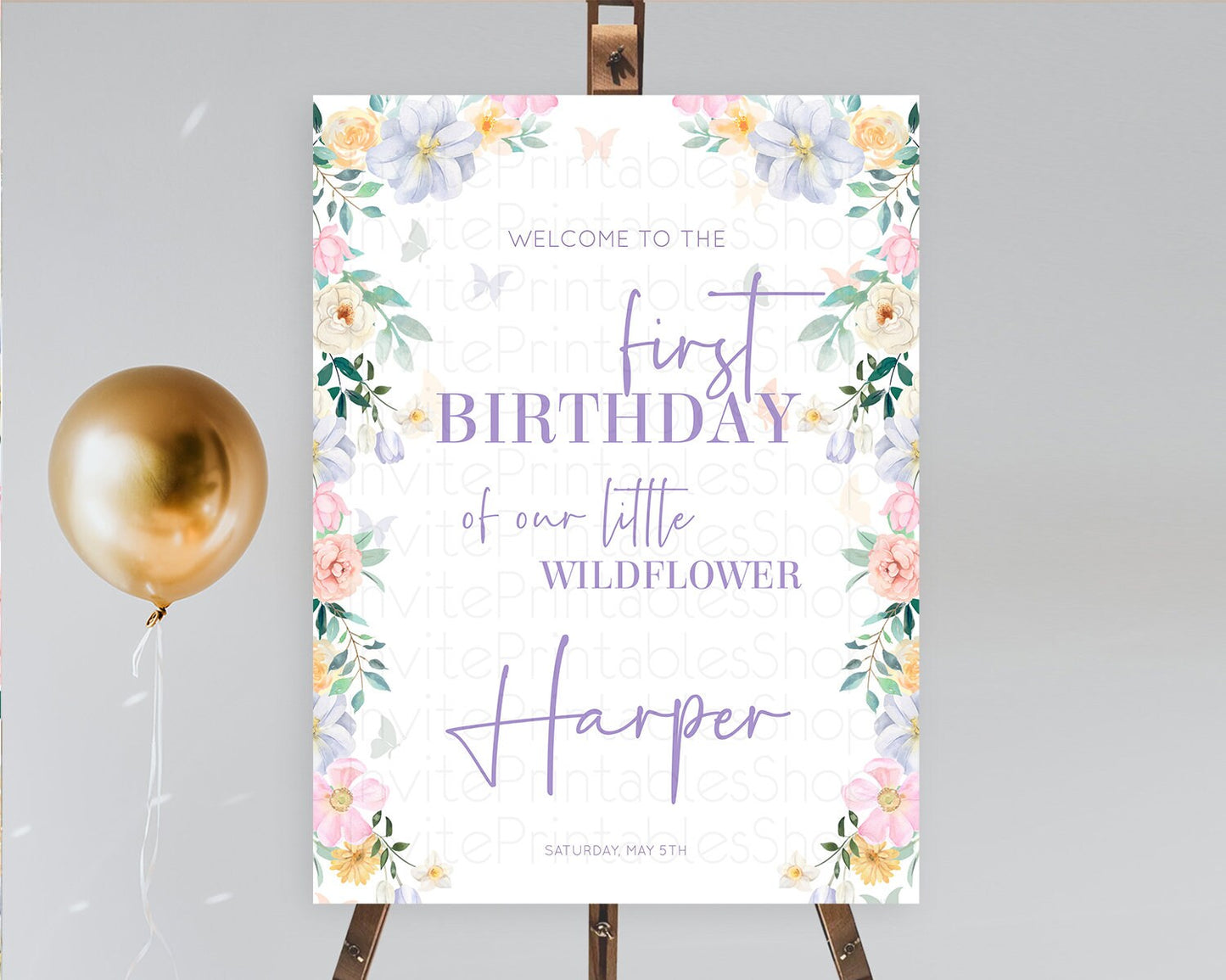 Secret Garden Welcome Sign Wildflower Welcome Board Pastel Flower Garden Welcome Poster Boho Wildflower First Birthday Welcome Sign D10472