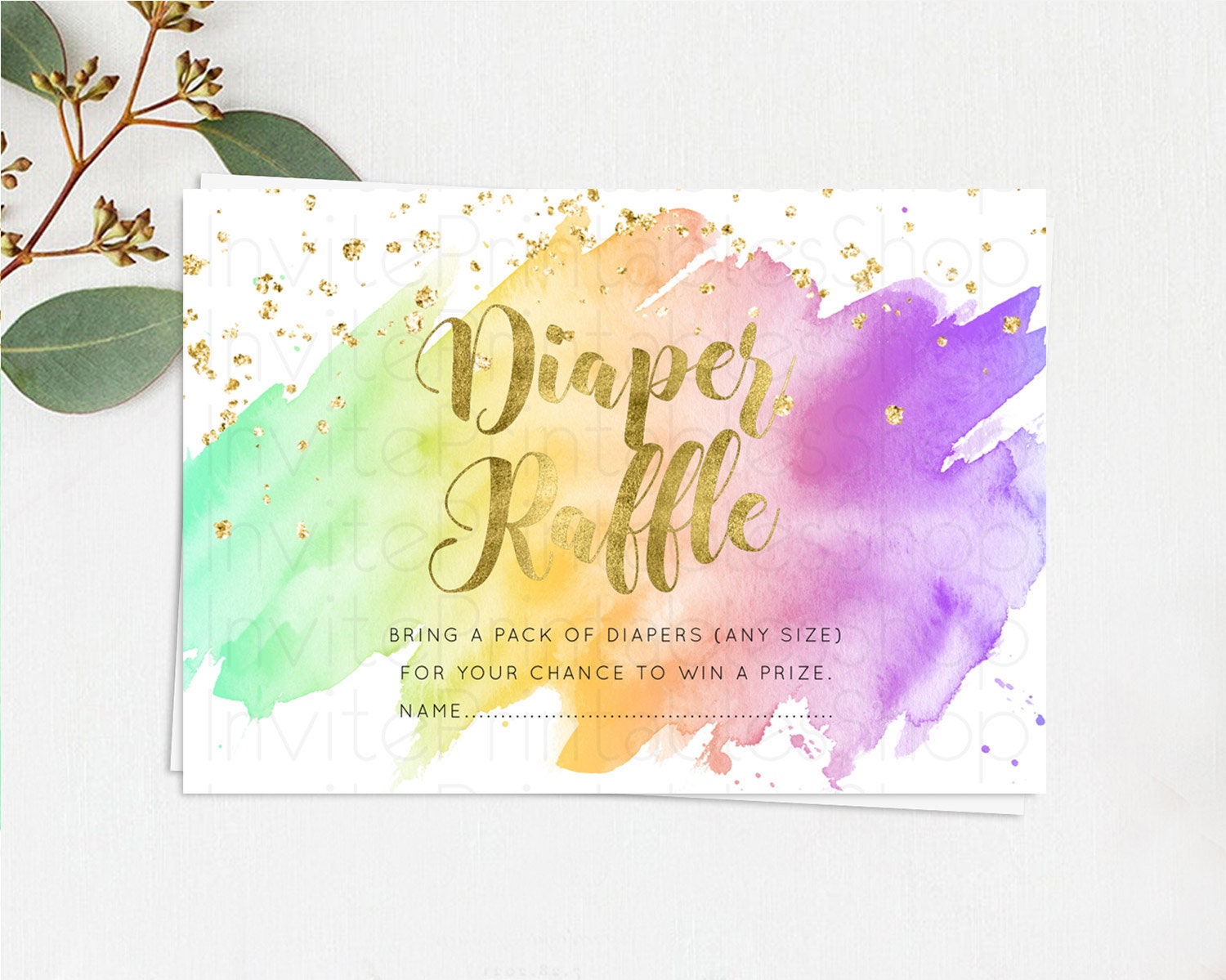 Editable Pastel Diaper Raffle Card Pastel Rainbow Diaper Raffle Insert Color