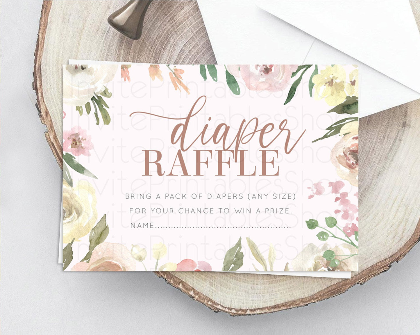 Secret Garden Diaper Raffle Card Boho Wildflower Diaper Raffle Insert Pastel Flower Garden Baby Shower Card Flower Raffle Game D10192