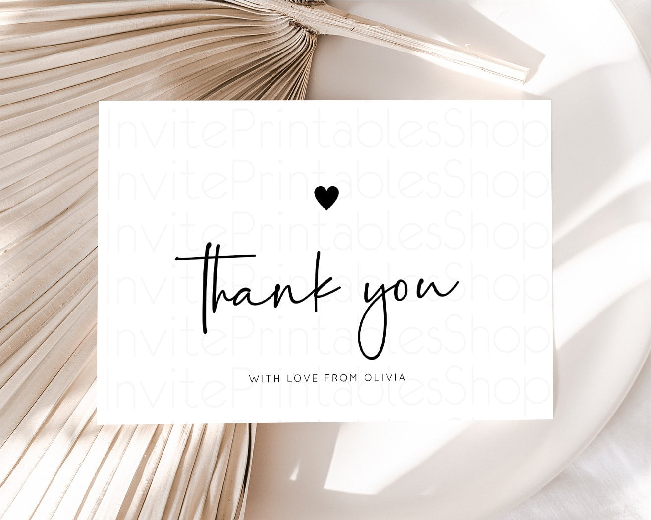 White Thank You Card Minimalist Guest Thank You Cards Simple Details Notes Modern Message Kids Birthday Baby Shower Love Heart WH100