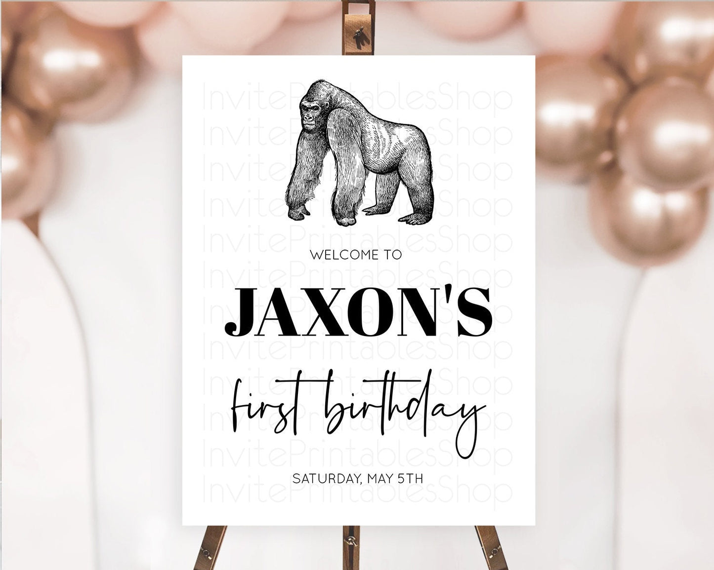 Gorilla Welcome Sign Gorilla Welcome Board Gorilla Party Welcome Poster Safari Adventure Decor Gorilla First Birthday Welcome Sign D10855