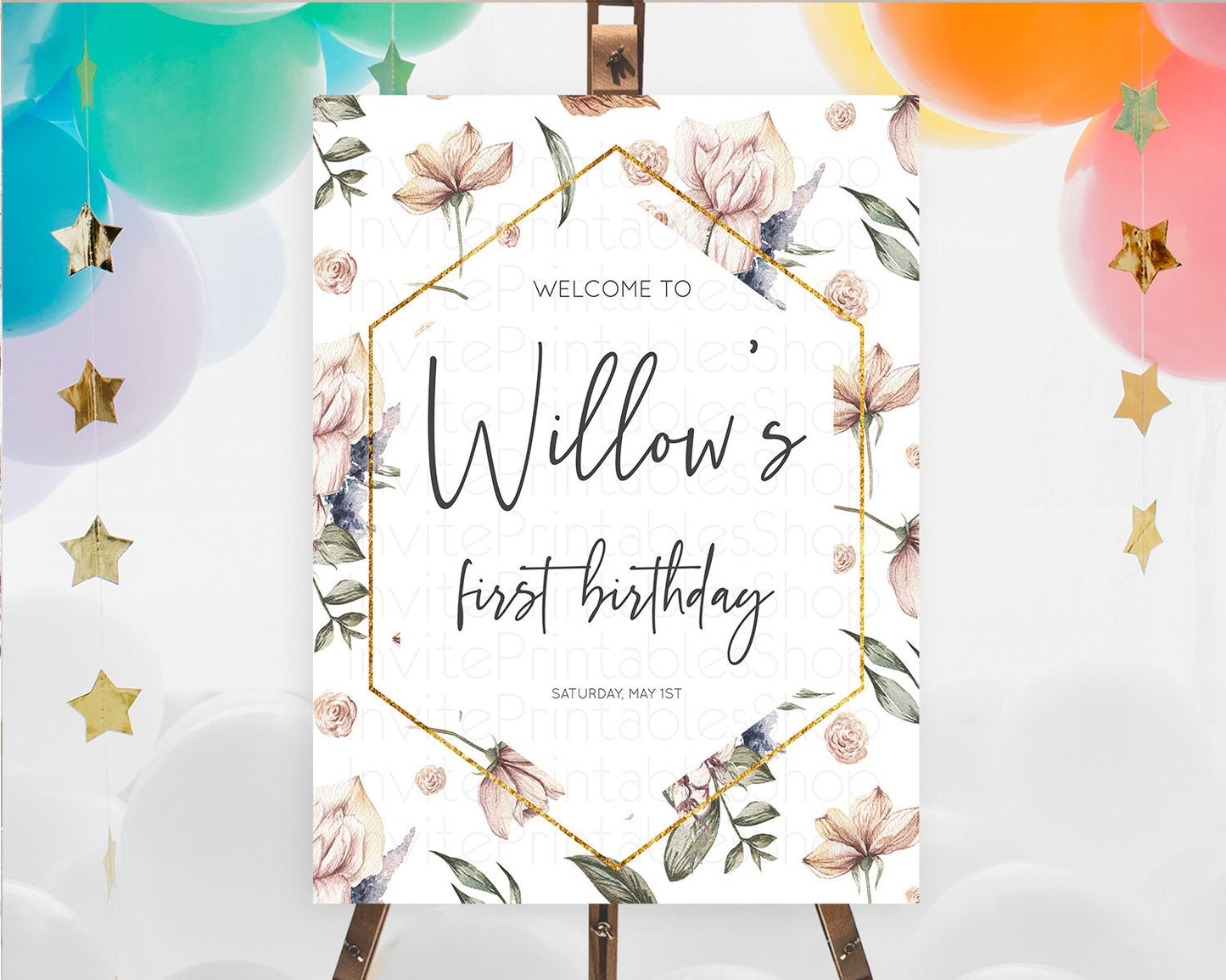 Secret Garden Welcome Sign Wildflower Welcome Board Pastel Flower Garden Welcome Poster Boho Wildflower First Birthday Welcome Sign D10504