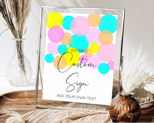 Editable Pastel Confetti Sign Colorful Sprinkles Table Sign Decor Rainbow Pa