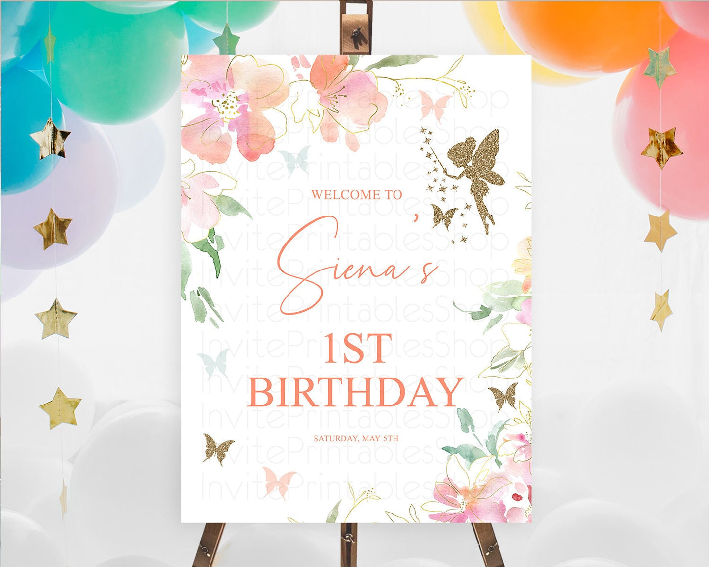 Fairy Welcome Sign Fairy Welcome Board Enchanted Garden Pastel Floral Butterfly Decor Secret Garden First Birthday Welcome Sign D10934