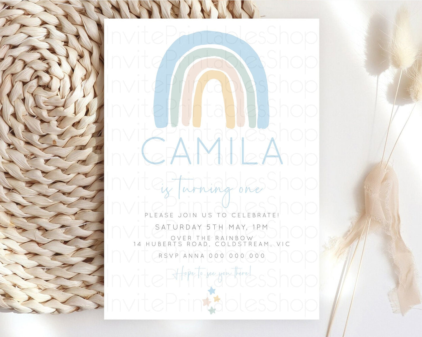 Editable Pastel Rainbow Birthday Invitation Pastel Rainbow Invitation Rainbo