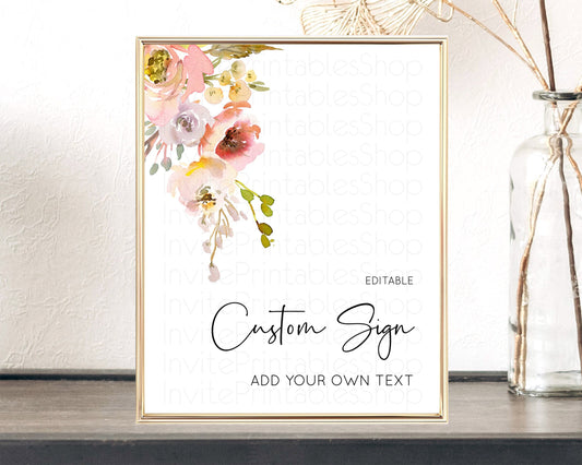 Editable Wildflower Floral Table Sign Decor Secret Garden Sign Template Past