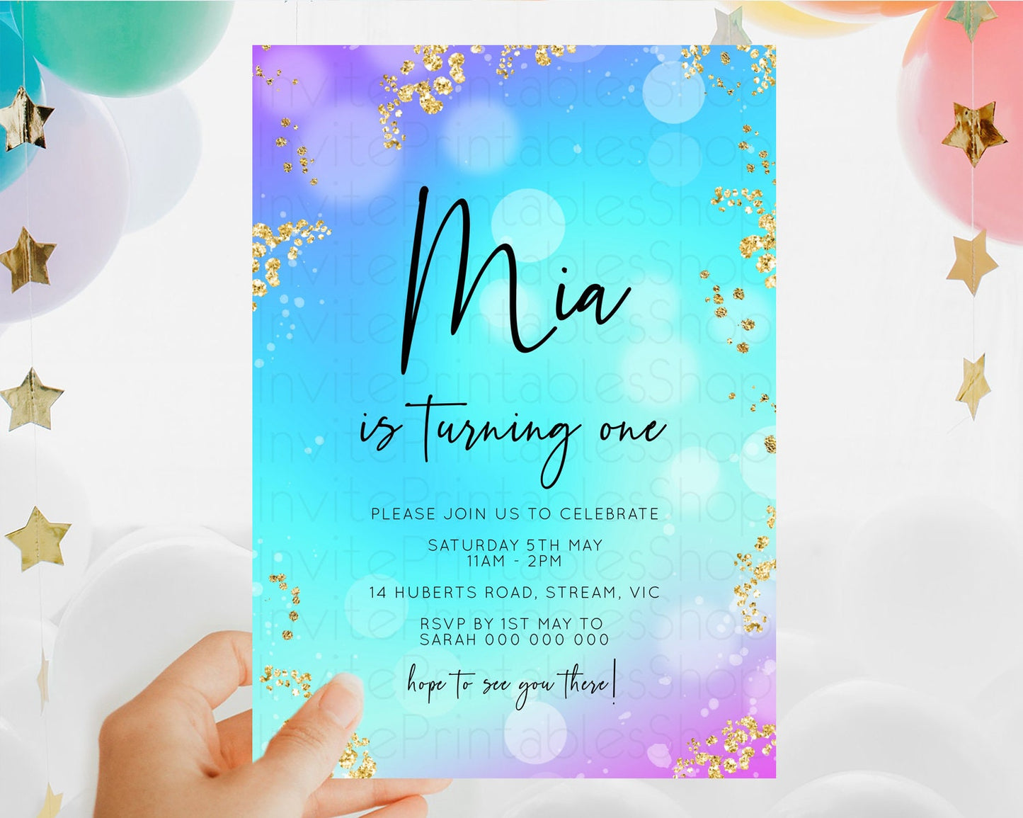Editable Mermaid Birthday Invitation Mermaid Invitation Rainbow Fish Under T