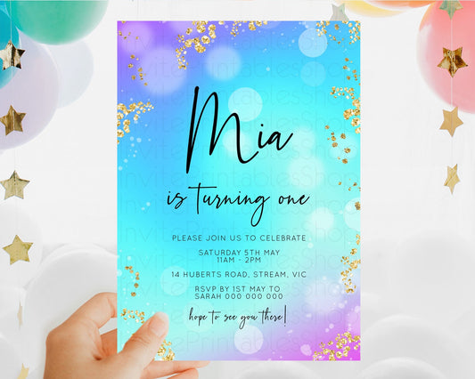 Editable Mermaid Birthday Invitation Mermaid Invitation Rainbow Fish Under T