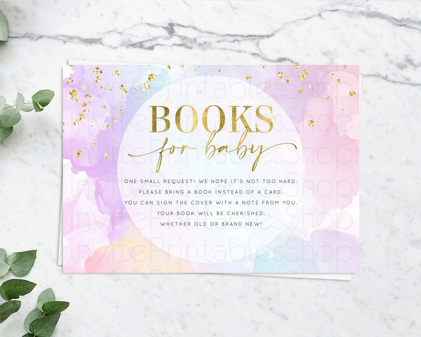 Pastel Books For Baby Card Pastel Rainbow Book Insert Colorful Ombre Watercolor Book Card Confetti Glitter Baby Book Poem Request D10623