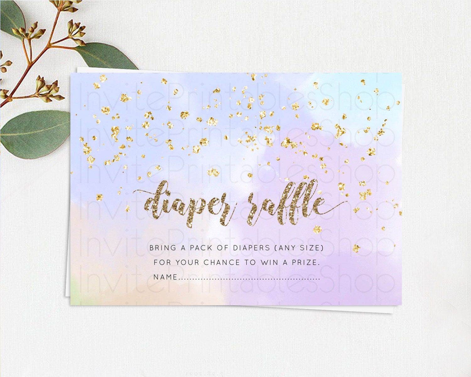 Editable Pastel Diaper Raffle Card Pastel Rainbow Diaper Raffle Insert Color
