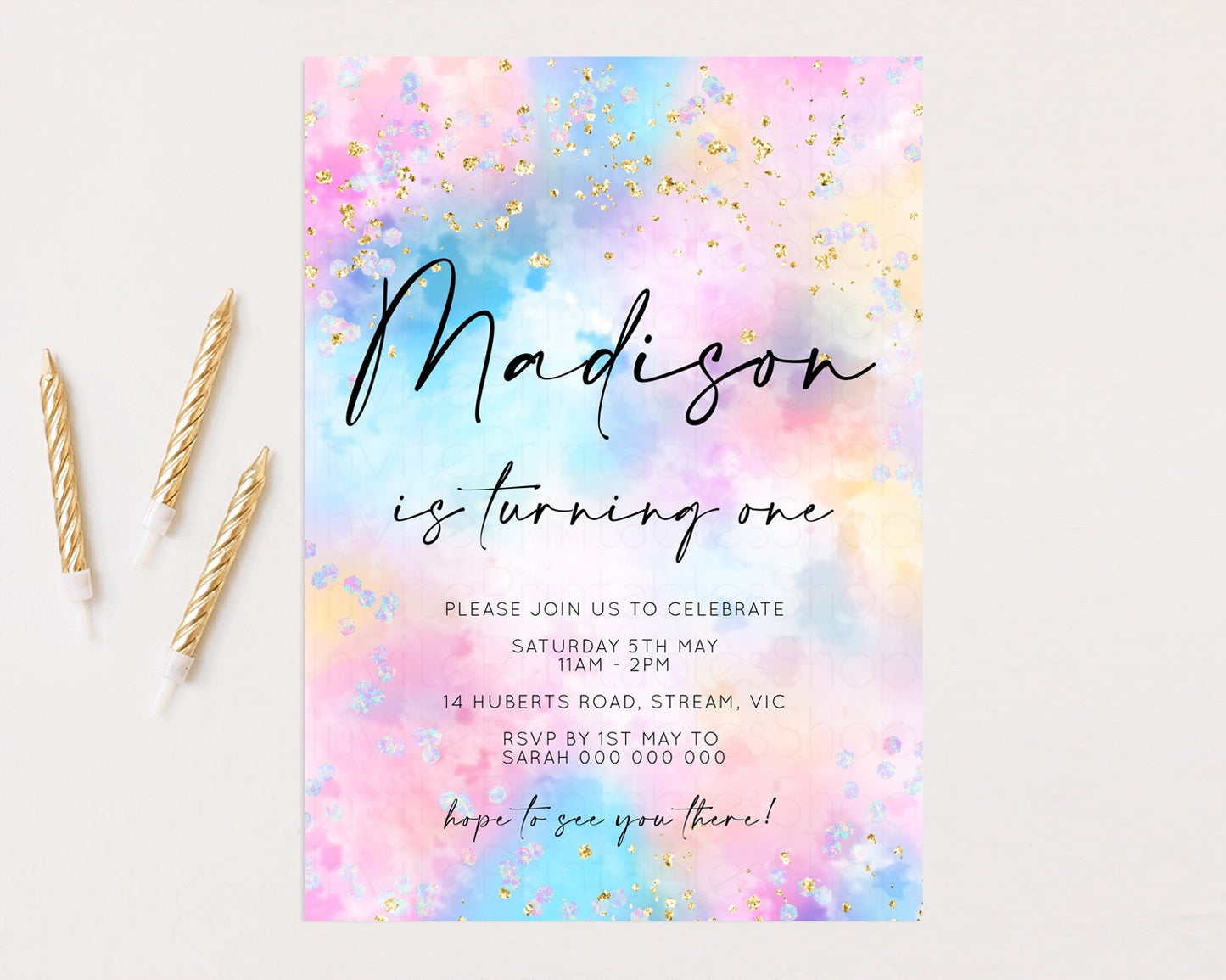 Rainbow Birthday Invitation Pastel Birthday Invite Ombre Rainbow Invite Colorful Watercolor Invite Glitter Clouds Invite 1st 2nd 3rd 589v4