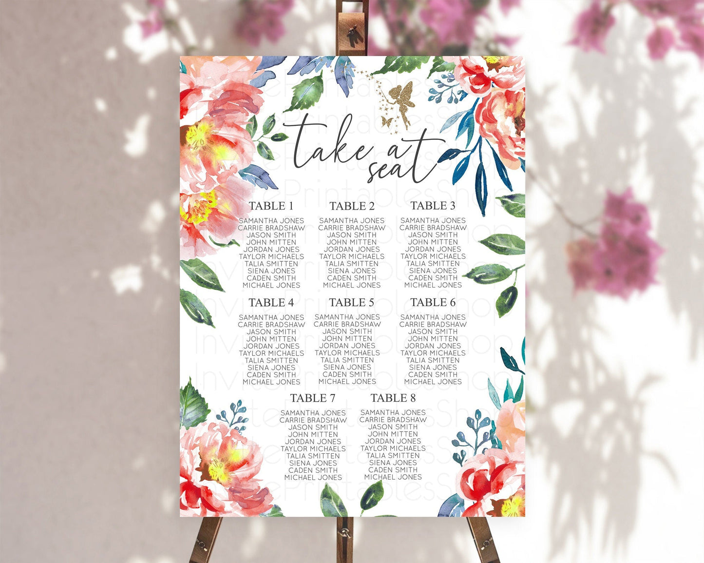 Fairy Seating Chart Pastel Fairy Seating Chart Fairy Tea Party Fairy Garden Seating Sign Enchanted Garden Floral Butterfly Decor D10752
