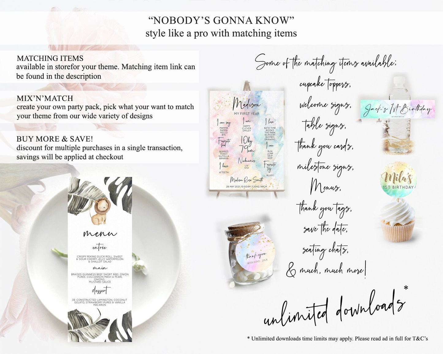 Lion Menu Lion Menu Template Lion Party Table Decor Safari Adventure Lion Menu Dried Palm Fern Lion Dinner Dessert Party Food Menu D10599