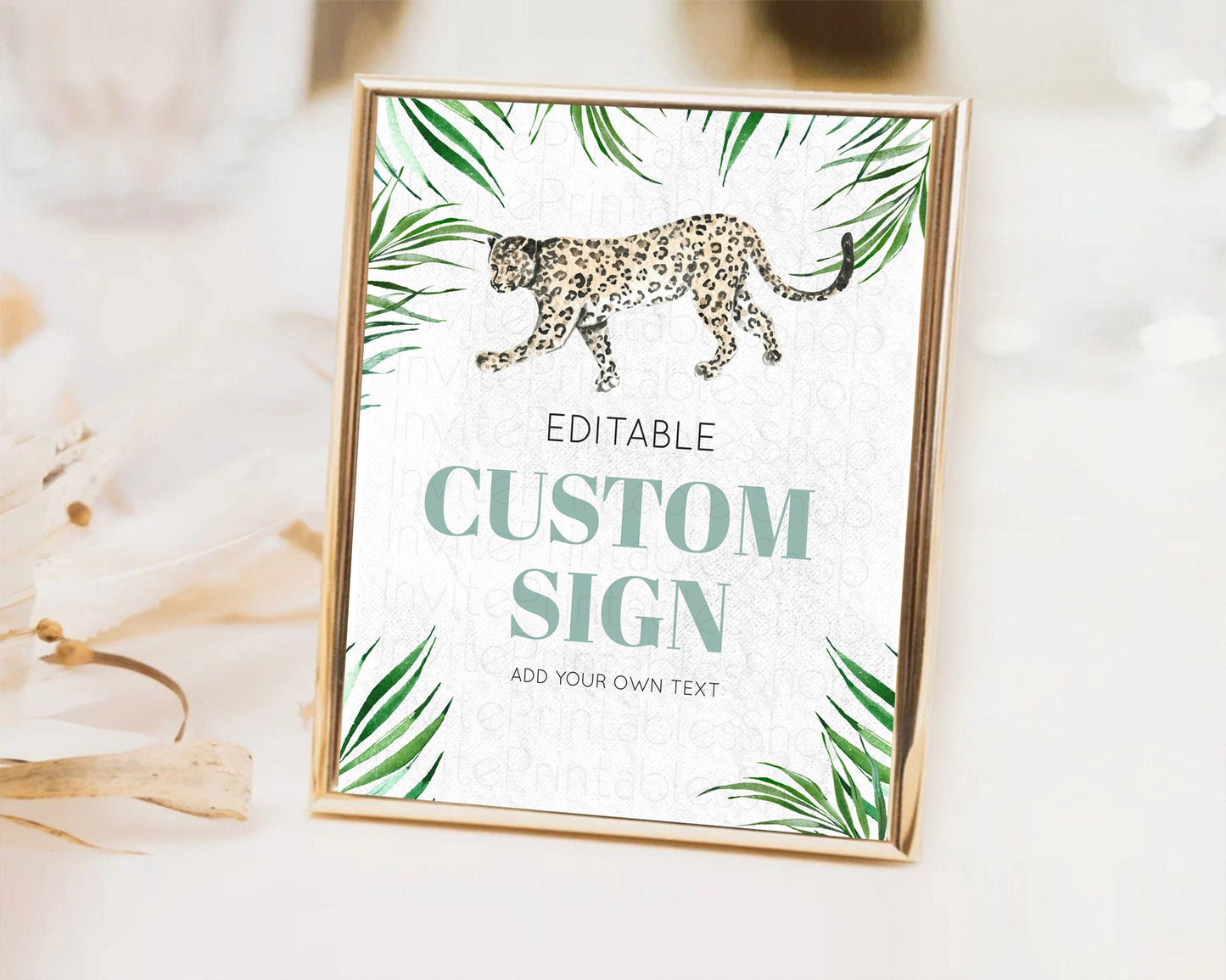 Cheetah Sign Cheetah Party Sign Template Safari Adventure Table Sign Decor Cheetah Minimal Theme 1st Birthday Baptism Baby Shower D10382
