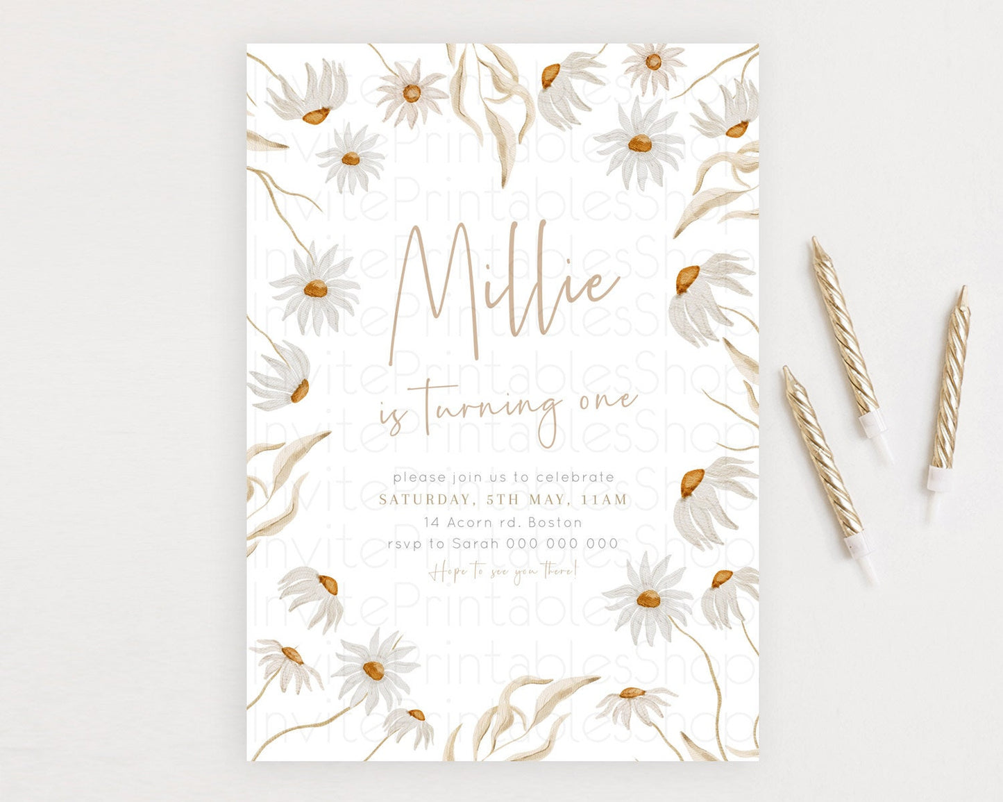 Secret Garden Invitation Wildflower Birthday Invitation Pastel Flowers Invite Enchanted Garden Boho Floral 3rd 2nd First Birthday D23360