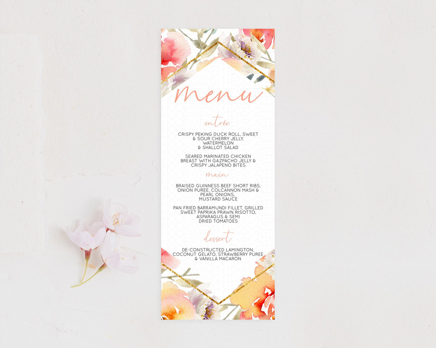 Secret Garden Menu Wildflower Menu Template Pastel Flower Garden Table Decor Boho Floral Dinner Dessert Floral Party Food Menu D10791