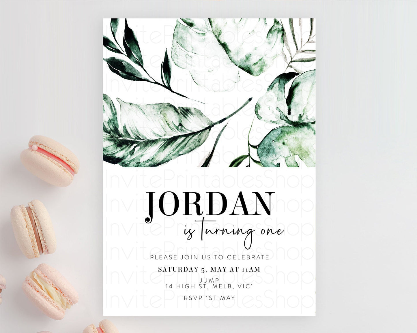 Tropical Invitation Tropical Birthday Invitation Tropical Floral Invitation Palm Leaf Fern Invite Frangipani White Orchid Invitation D11063