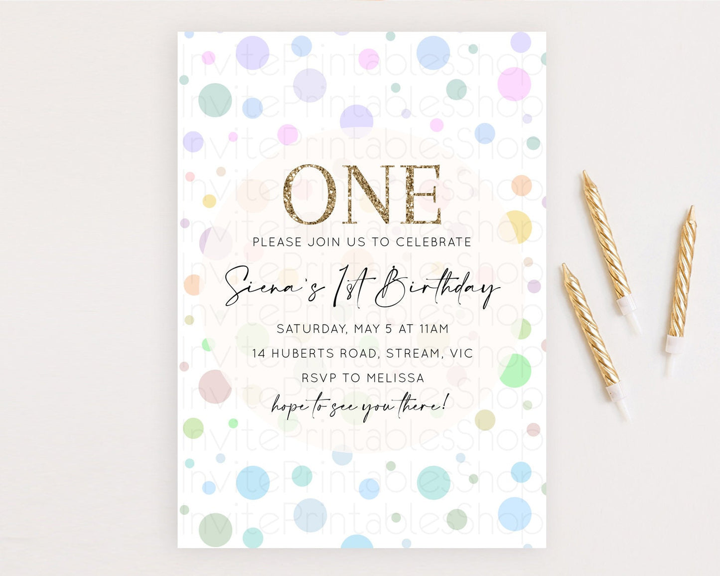 Pastel Birthday Invitation Pastel Confetti Birthday Invitation Bubbles Invitation Colorful Rainbow Confetti 2nd 1st First Birthday D10135