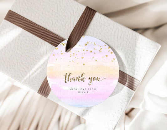 Editable Pastel Thank You Tags Rainbow Thank You Gift Tags Colorful Pastel F