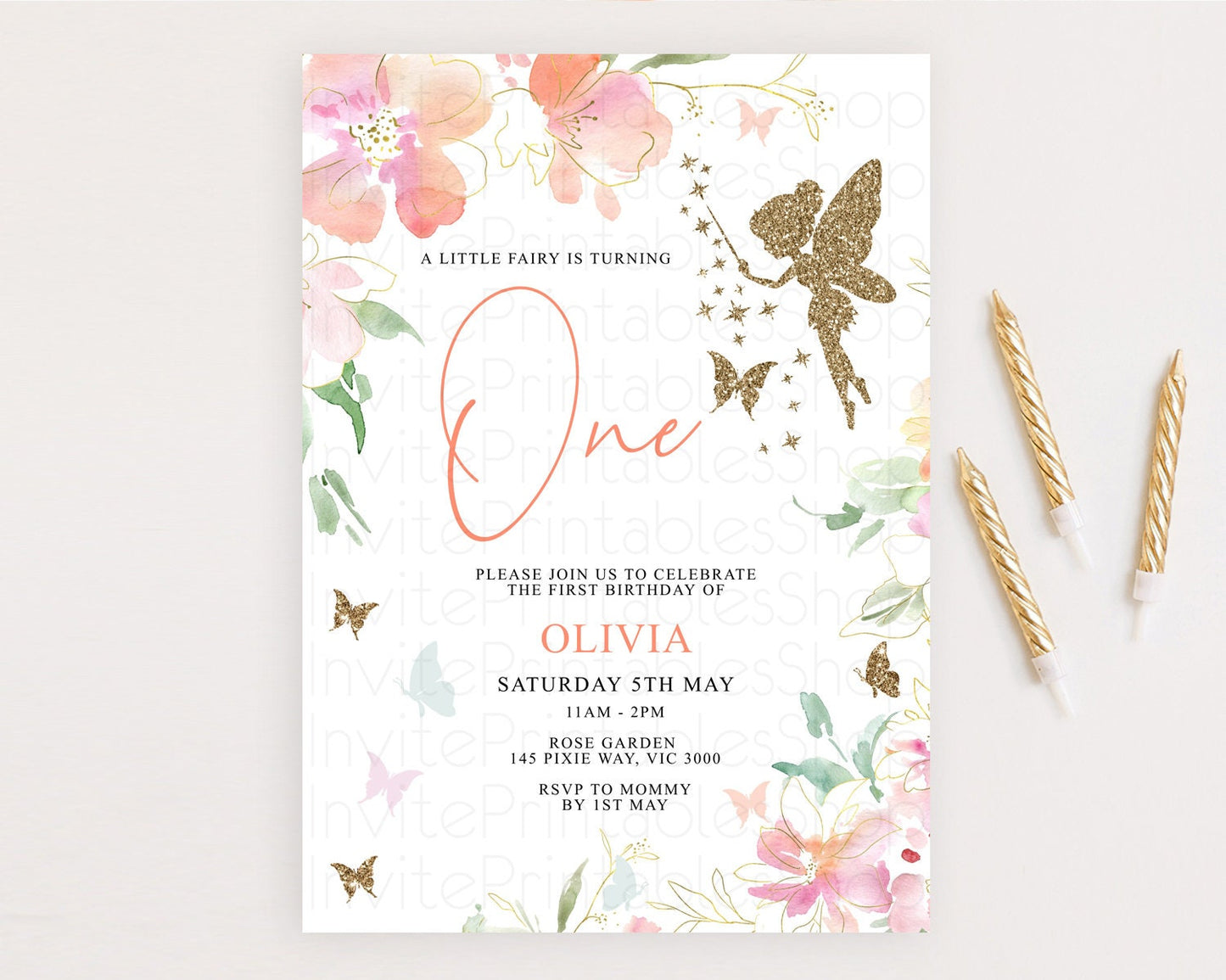 Fairy Birthday Invitation Fairy Invites Fairy Tea Party Fairy Garden Birthday Secret Garden Enchanted Garden Pastel Floral Butterfly D10934